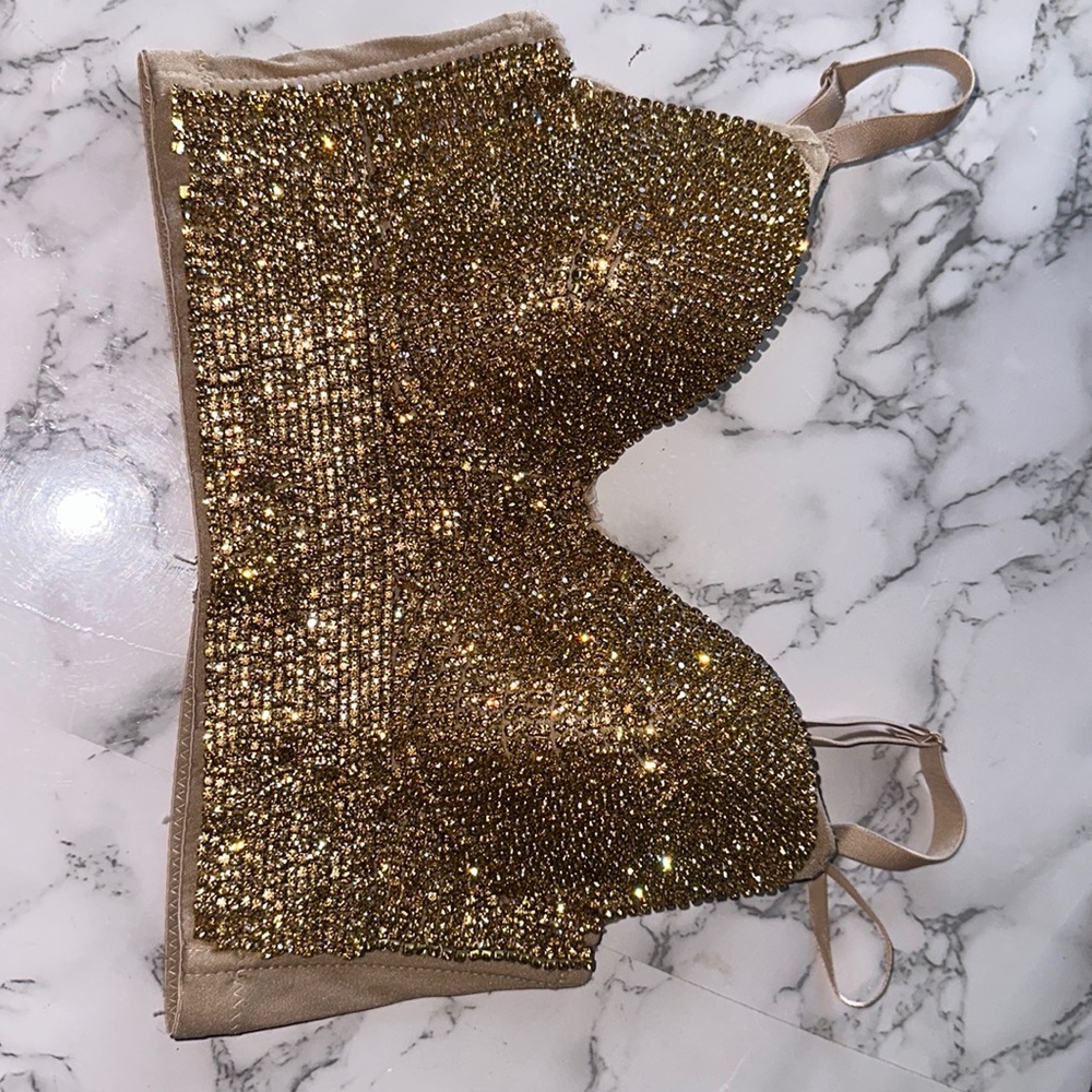 Windsor Gold Embellished Bustier Top